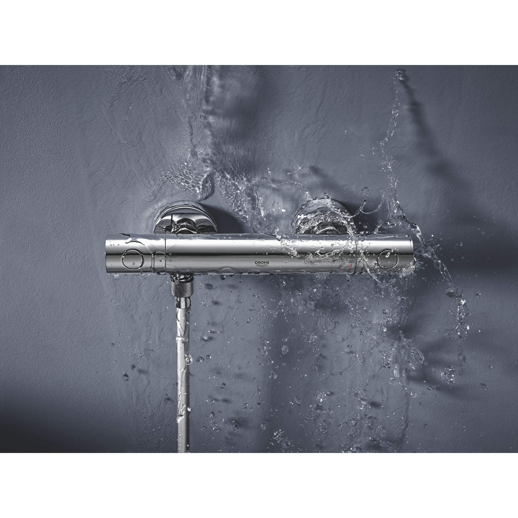 GROHE QUICKFIX, Precision Get, Miscelatore termostatico per doccia, con tecnologia Water Saving, blocco sicurezza 38°, Cromo, 34773000
