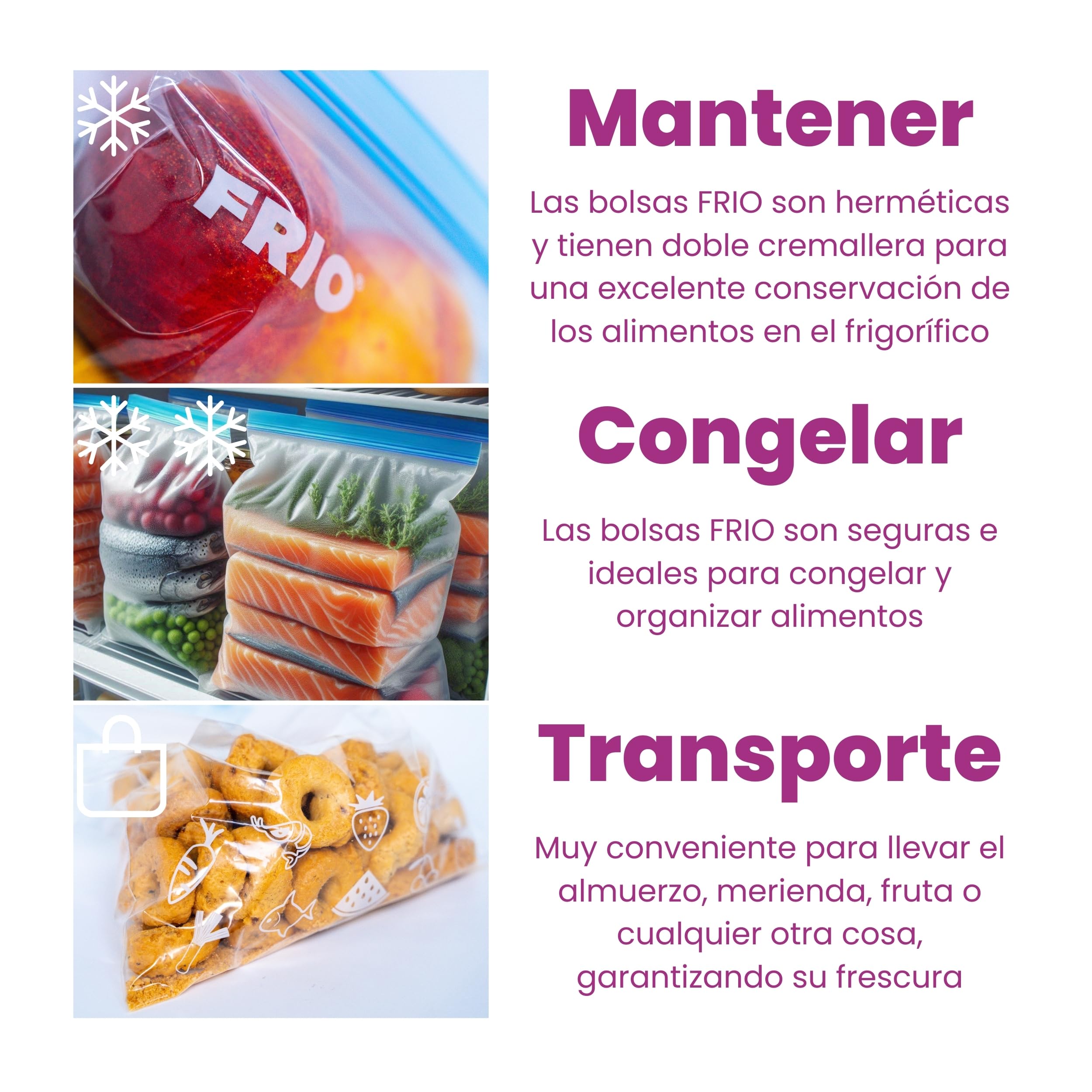 FRIO – 15 bolsas grandes para congelar 6L (Talla L: 29x42 cm), reutilizables con cierre hermético – Bolsas alimentarias con etiqueta, sin BPA