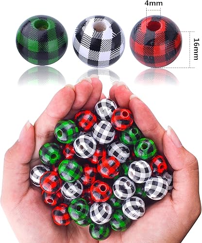 Vista 22 de Aylifu Cuentas de madera blancas, 100 cuentas de madera redondas de 0.787 pulgadas (0.787 in), cuentas espaciadoras sueltas con agujero grande