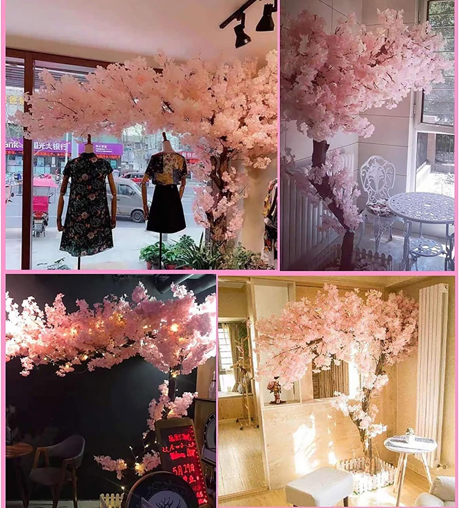 Cerezos en flor artificiales Champagne Cerezo en flor Arco rosa falsa flor de Sakura Indoor Fiesta de oficina en casa al aire libre,2X2M