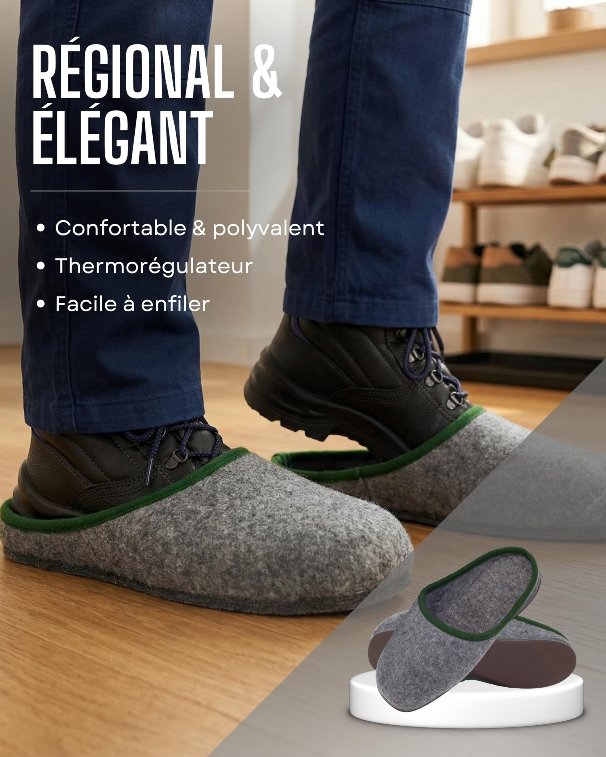 Pantoffelmann Chaussons de musée pour chaussures de sécurité I Jusqu’à la taille 46 I Sur-chaussures en feutre pour artisans I Protègent les sols des rayures & salissures I Chaussons visiteurs