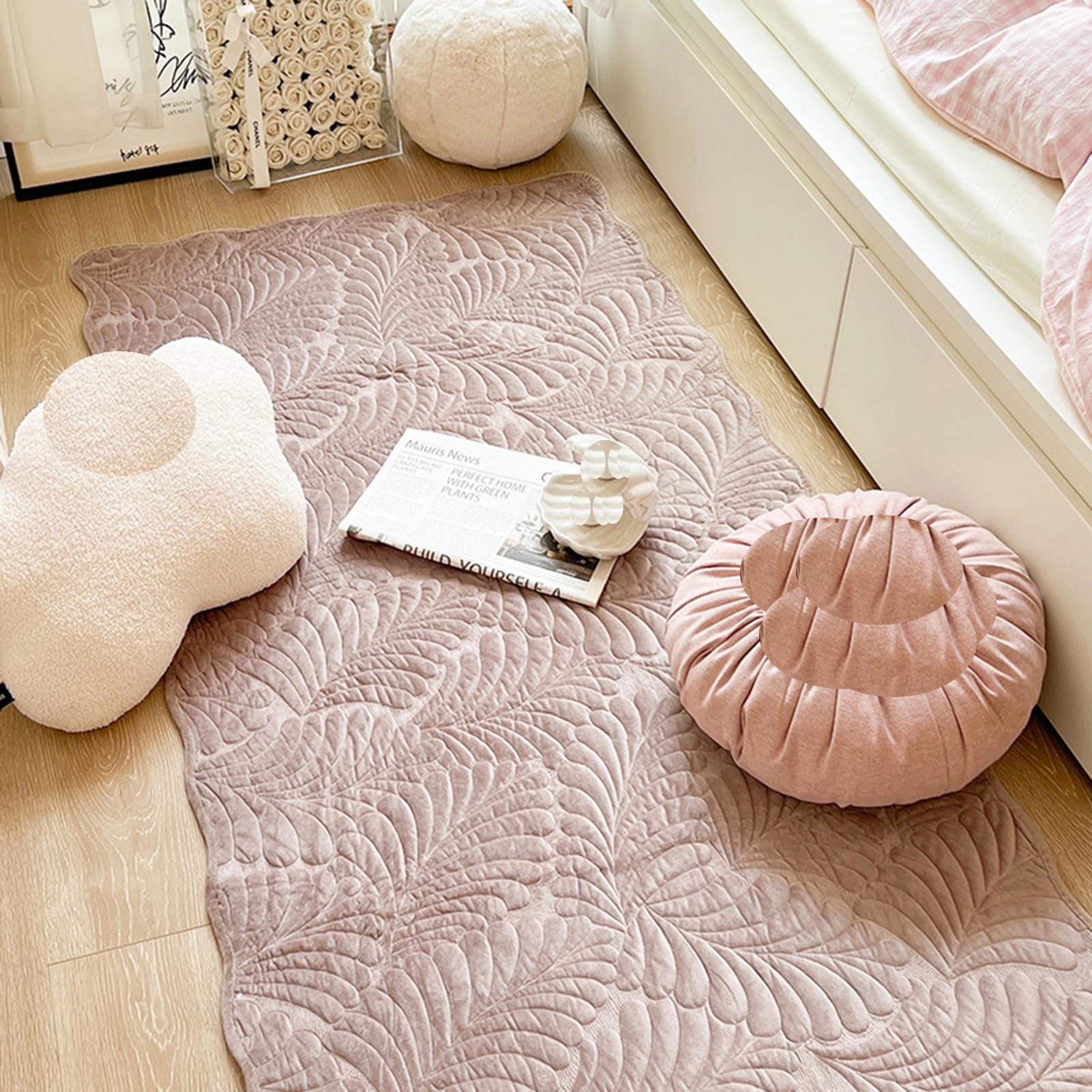 Tapis en coton lavable pour chambre d'enfant couleur café