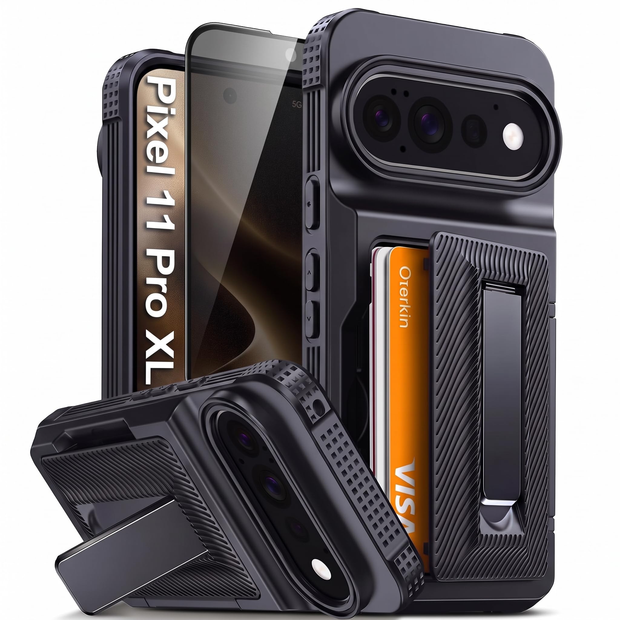 Oneagle Custodia a portafoglio per Google Pixel 11 Pro XL | Protezione | Porta carte di credito 4-5, blocco RFID, protezione per lo schermo della privacy, supporto in metallo a mani libere