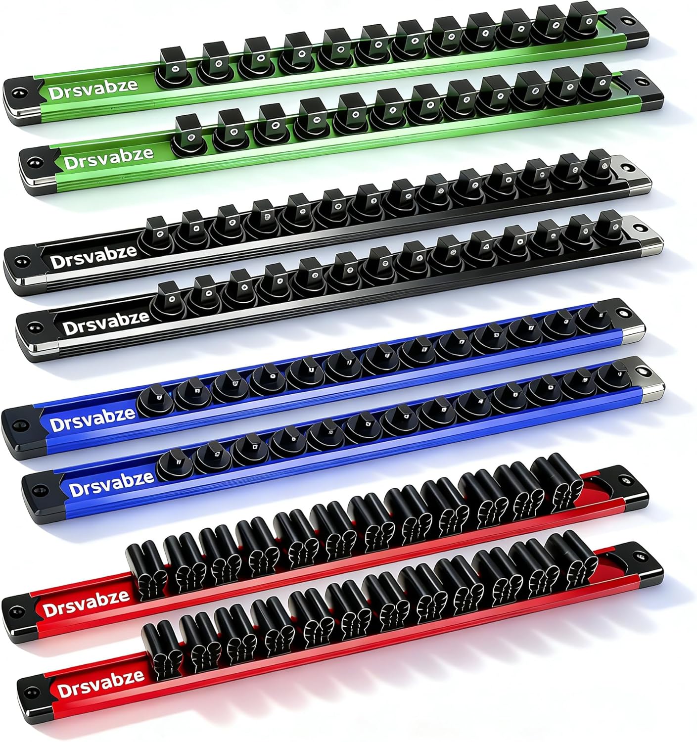 8-Piece Magnetic Socket Organizer and Magnetic Screwdriver Organizer Set, Socket Holder Set 1/4", 3/8", 1/2" Drive and Screwdriver Clips-Total 104 Slots (Tools not Included, Just Organizers)