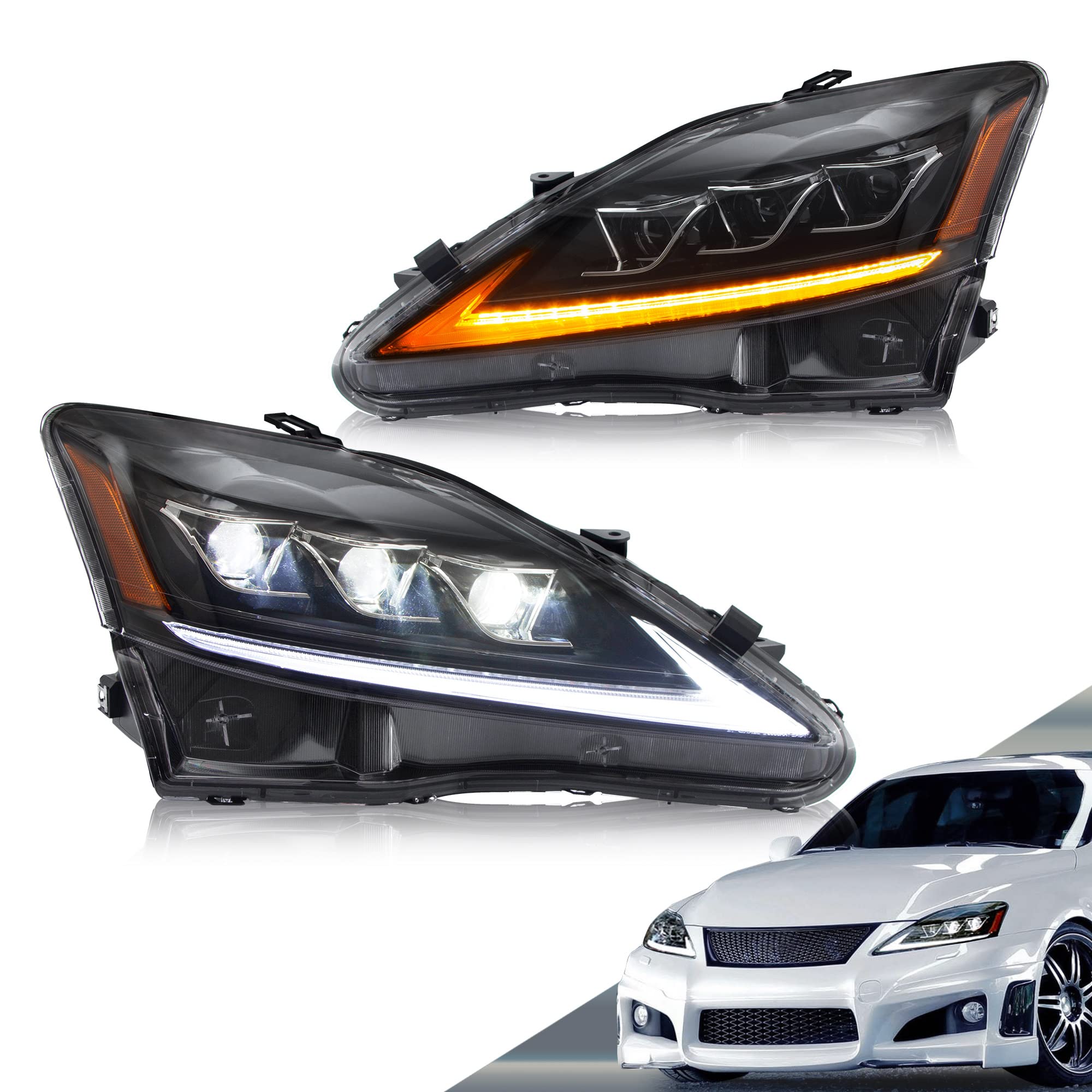 VLAND LED Matrix Projector Headlights Compatible with Lexus IS250