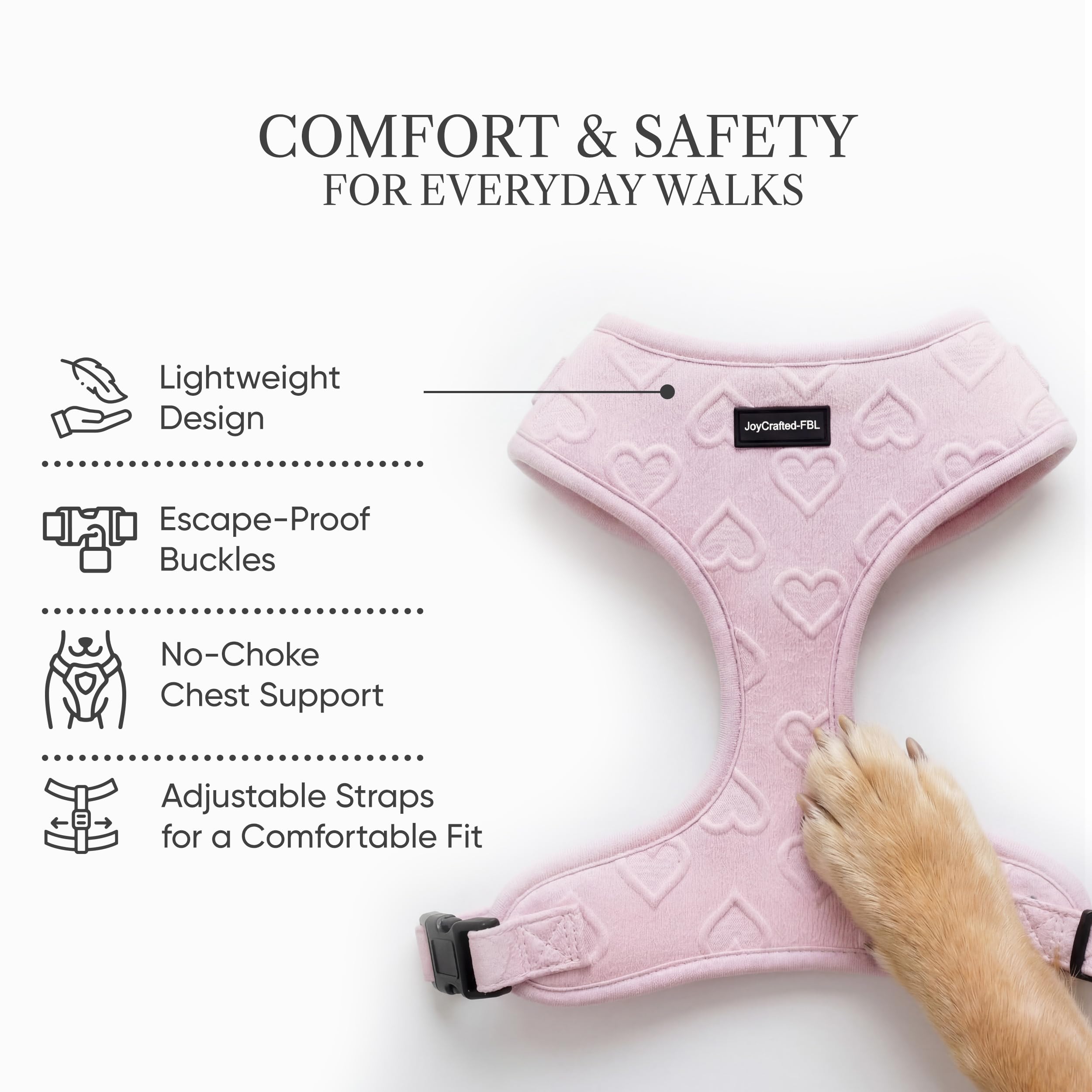 Arnés de neopreno sin tirones para perro extra pequeño, cuello (8.6-12.2 pulgadas), diseño de malla suave ajustable, color rosa S, ligero, sin estrangulamiento, comodidad a prueba de fugas