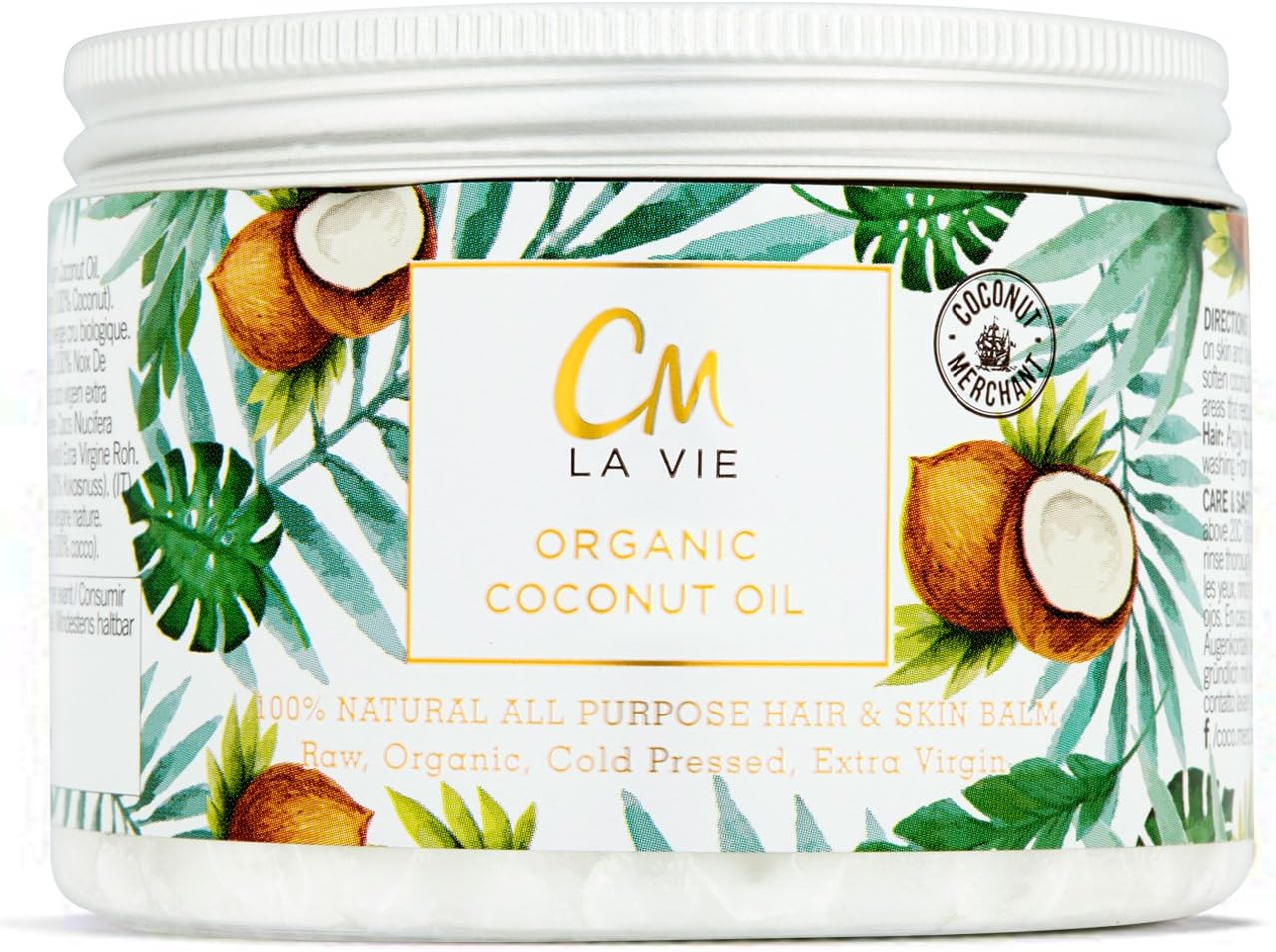 CM La Vie Organic Coconut Oil for Hair & Skin | Organic, Non-GMO, Ethically Sourced Beauty Balm and Moisturiser for Hair & Skin | 300ml