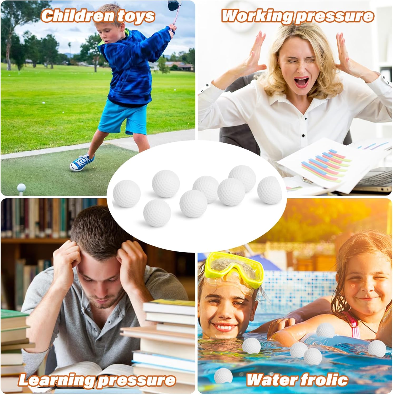 Hooqict Mini Foam Golf Stress Ball 25 Pack Small Sports Squeeze Ball Stress Relief Toy for Kids Adults Golf Party Gift Classroom Goodie Bag Stuffers School Carnival Prize
