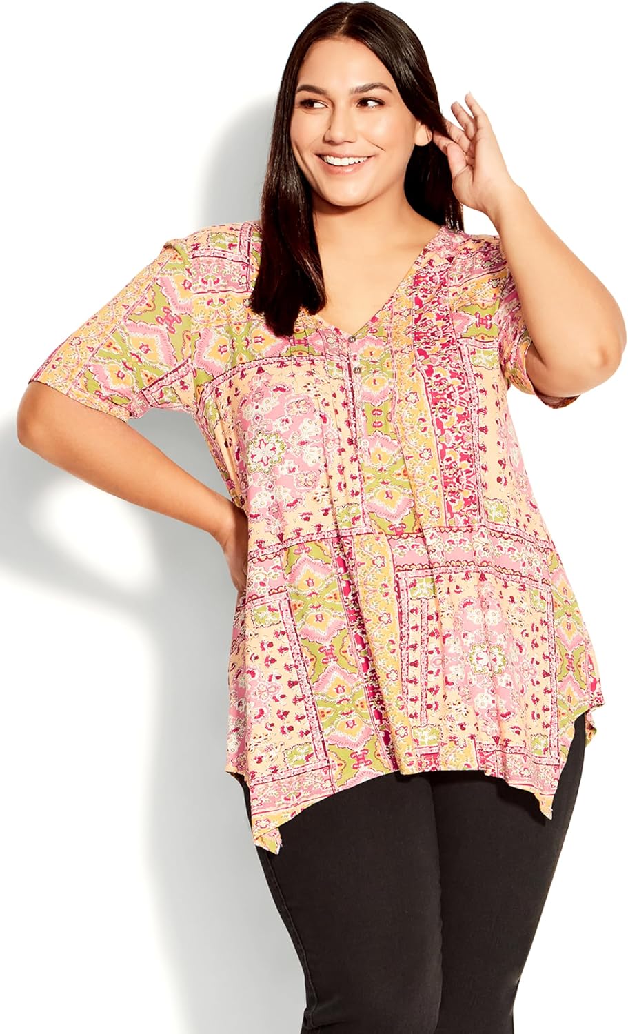 Avenue Women's Plus Size TOP Sharkbite PRT - Image 4