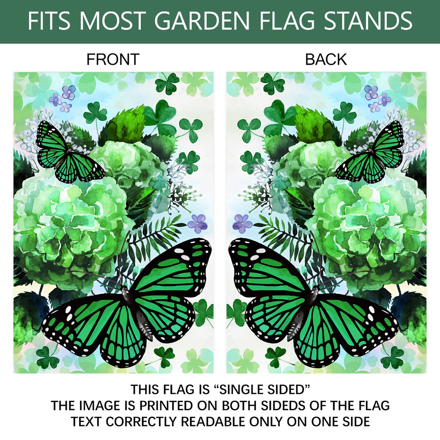 Texupday St. Patrick's Day Gartenflagge – Kleeblatt-Eule Design, 30,5 X 45,7 Cm, Wetterfest