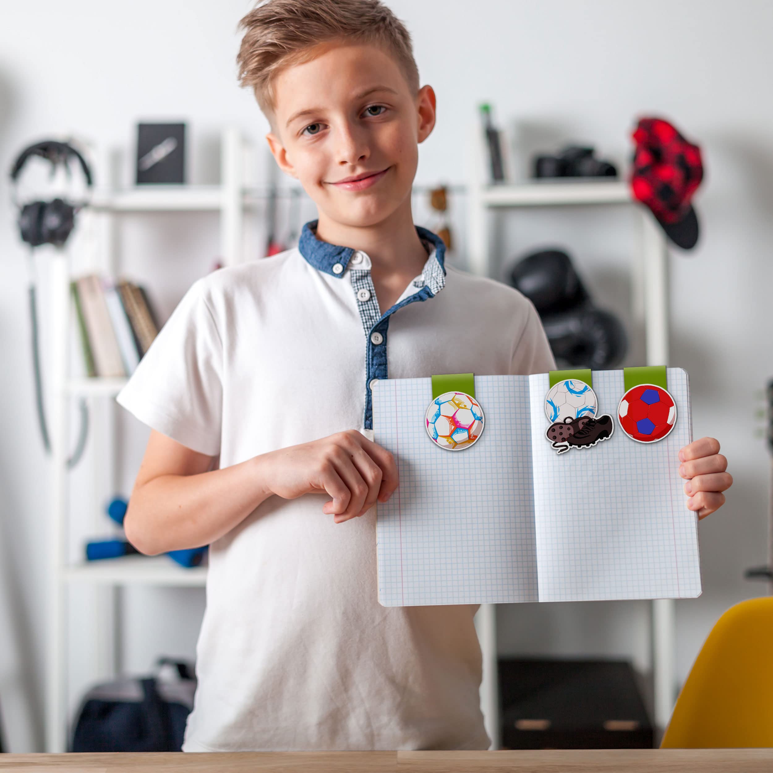 15 Segnalibri Magnetici A Tema Calcio - Per Bambini, Appassionati, Studenti, Regalo Divertente E Pratico