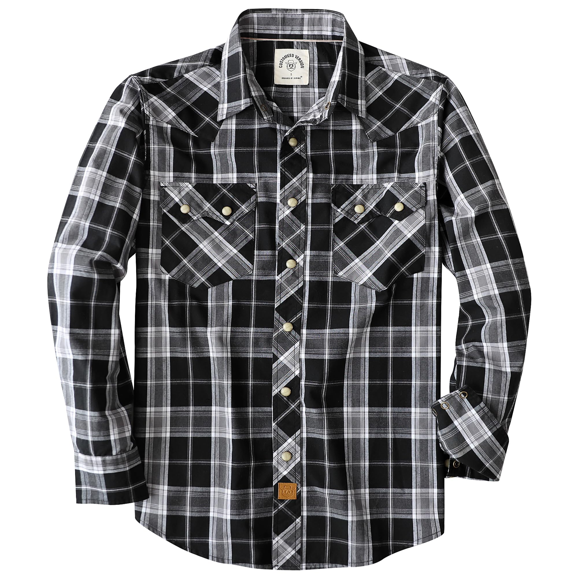 Dubinik® Freizeithemden Für Herren Westernhemd Druckknöpfen Cowboy Kariertes Baumwolle Comfort Fit Langarm Arbeitshemd