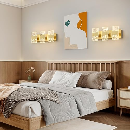 Miniatura 8 de Moderna lámpara LED de baño, regulable, 3 luces, color dorado, 5CCT, ajustable, luces de tocador sobre el espejo, luces LED de acrílico ahumado para