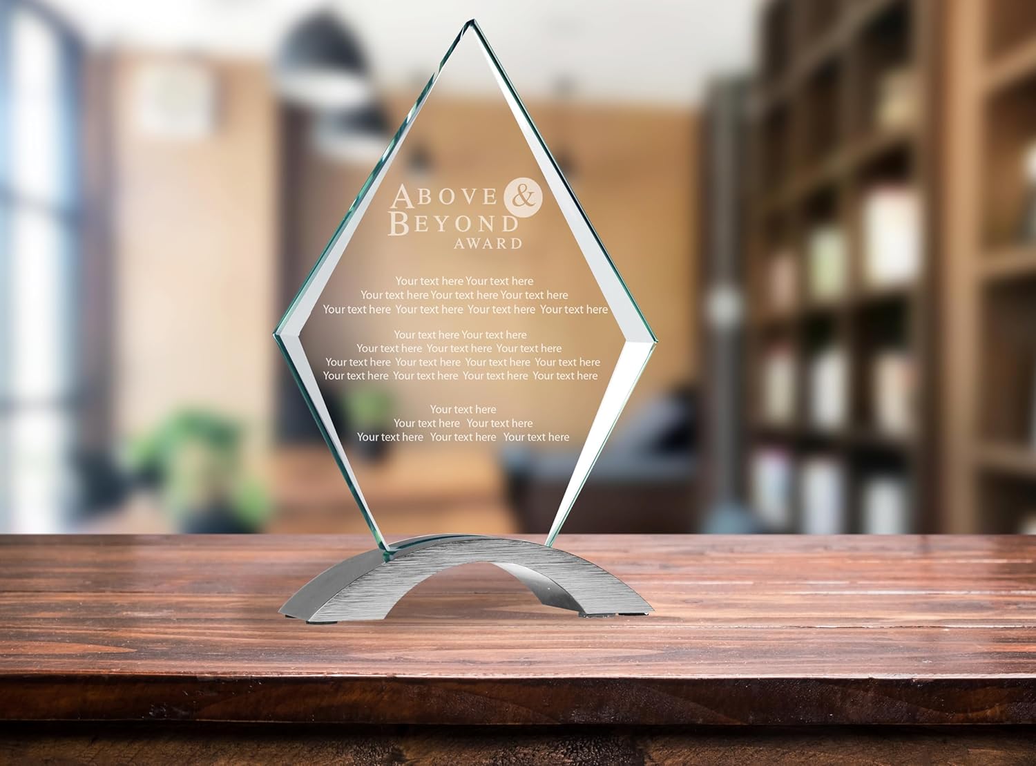 7 1/4" Diamond Cosmic Glass Above and Beyond Award, Custom Engraved Glass Award Plaque for Employees, Recognition, Appreciation