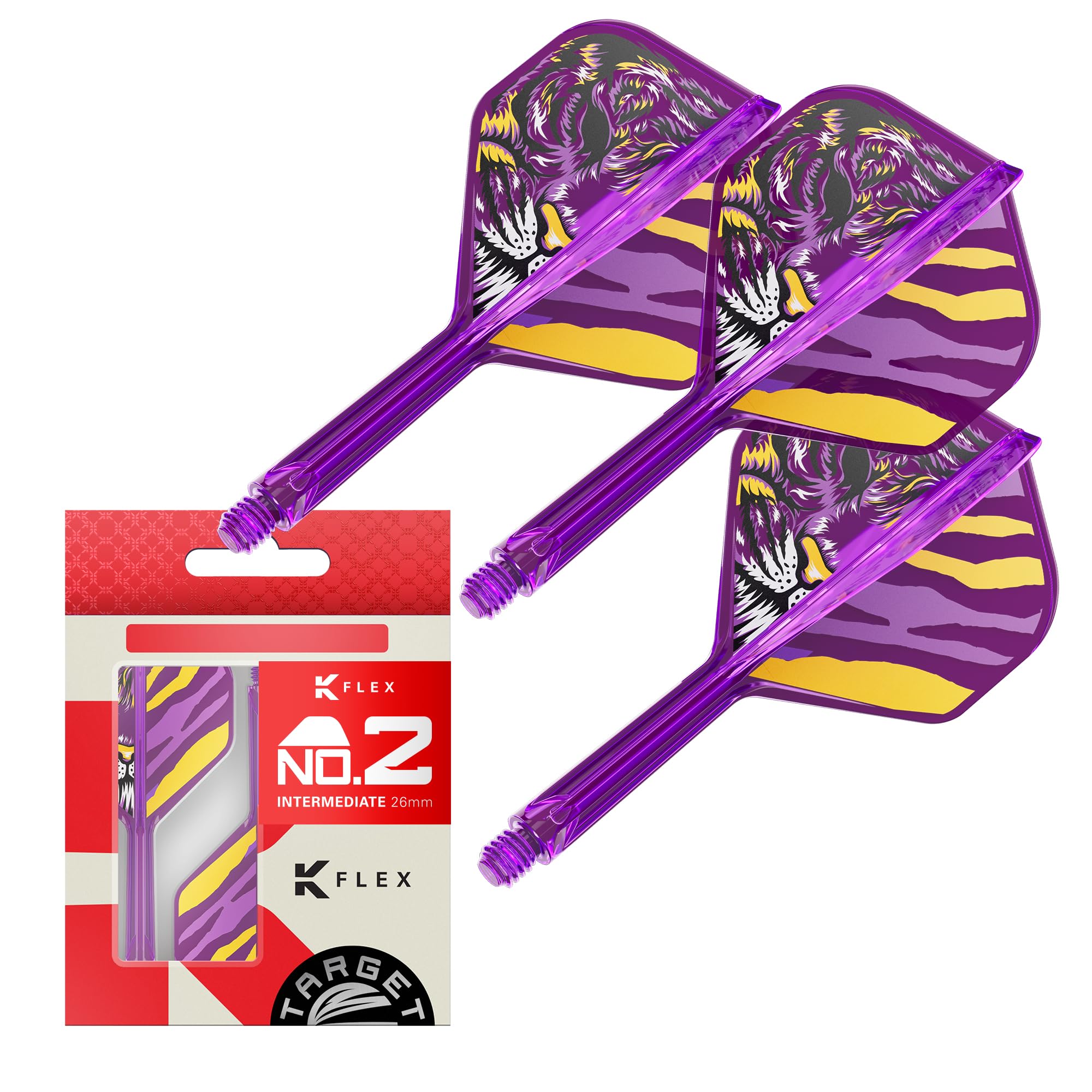 Target Japan Endeavour K Flex Dart Flights and Shaft System, No.2 (Intermediate, 26mm) | Pack of 3 Kflex All In One Flight, Player Edition Kasumi Sato Darts Accessories | K-Flex Dart Stem