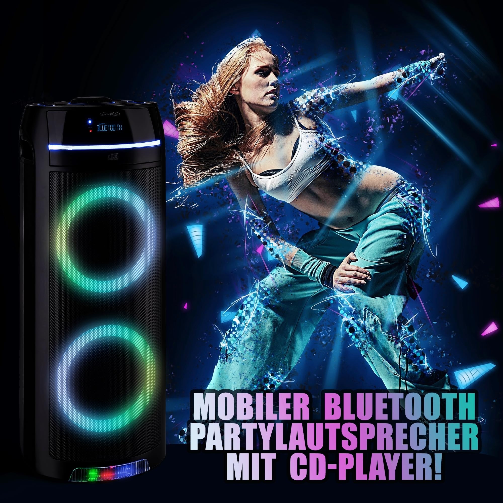 Reflexion PS10BTCD Enceinte Bluetooth USB, AUX, Lecture de CD