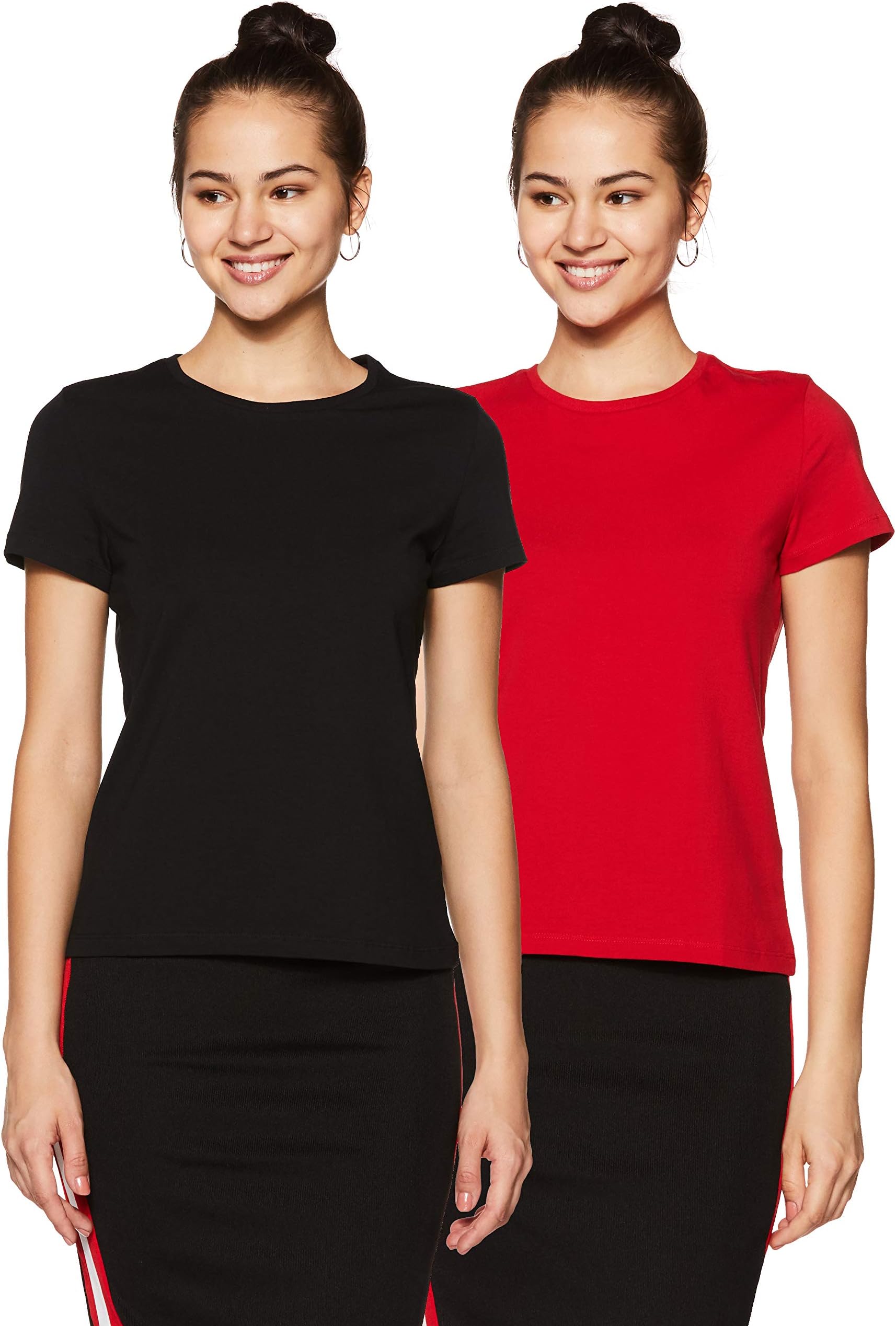 Women's Solid Regular Fit Half Sleeve T-Shirt (Combo Pack of 2)