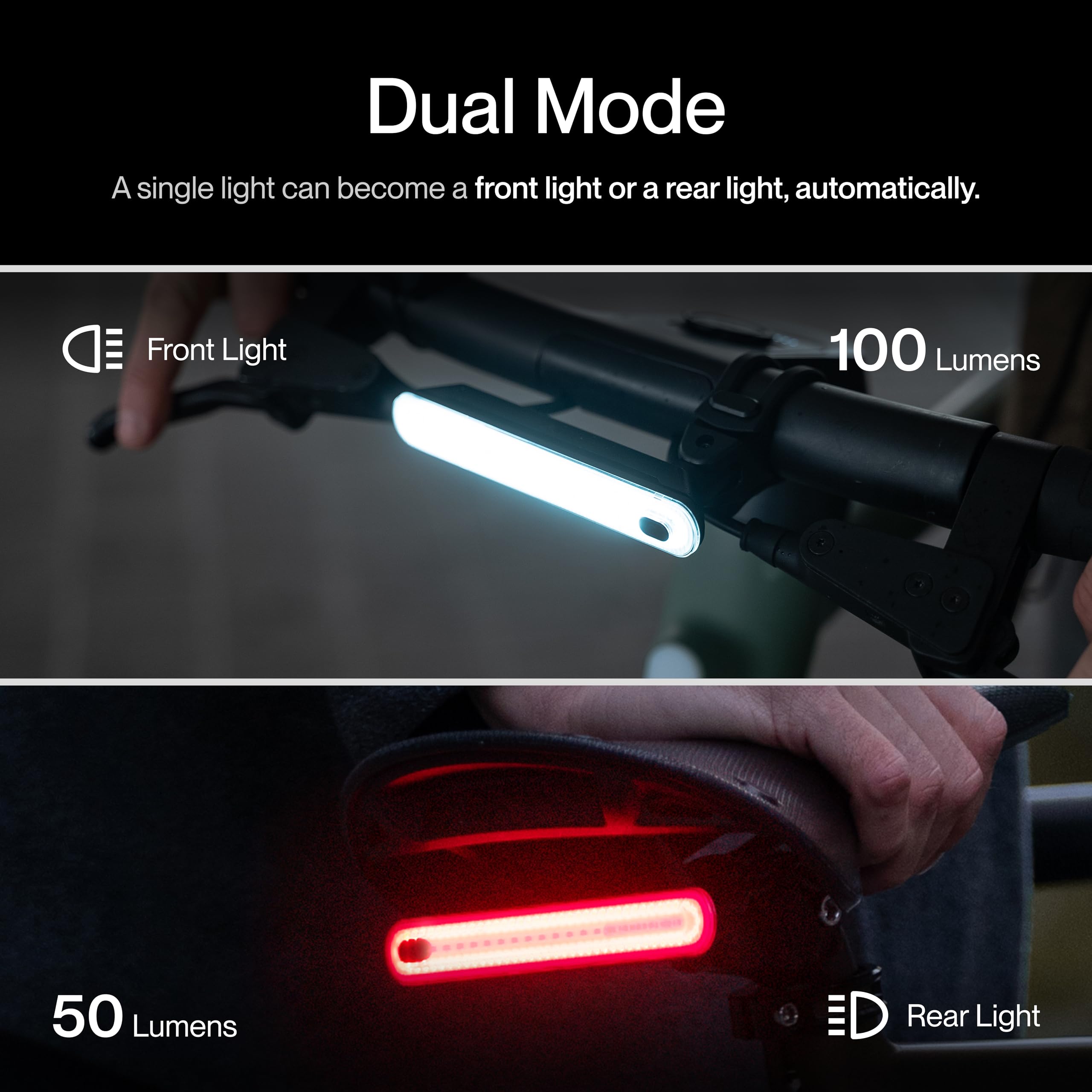 UNIT 1 Smart Light Pro Dual Luci Bici con Custodia di Ricarica | Luci anteriori e posteriori, sincronizzate per frecce e luce stop