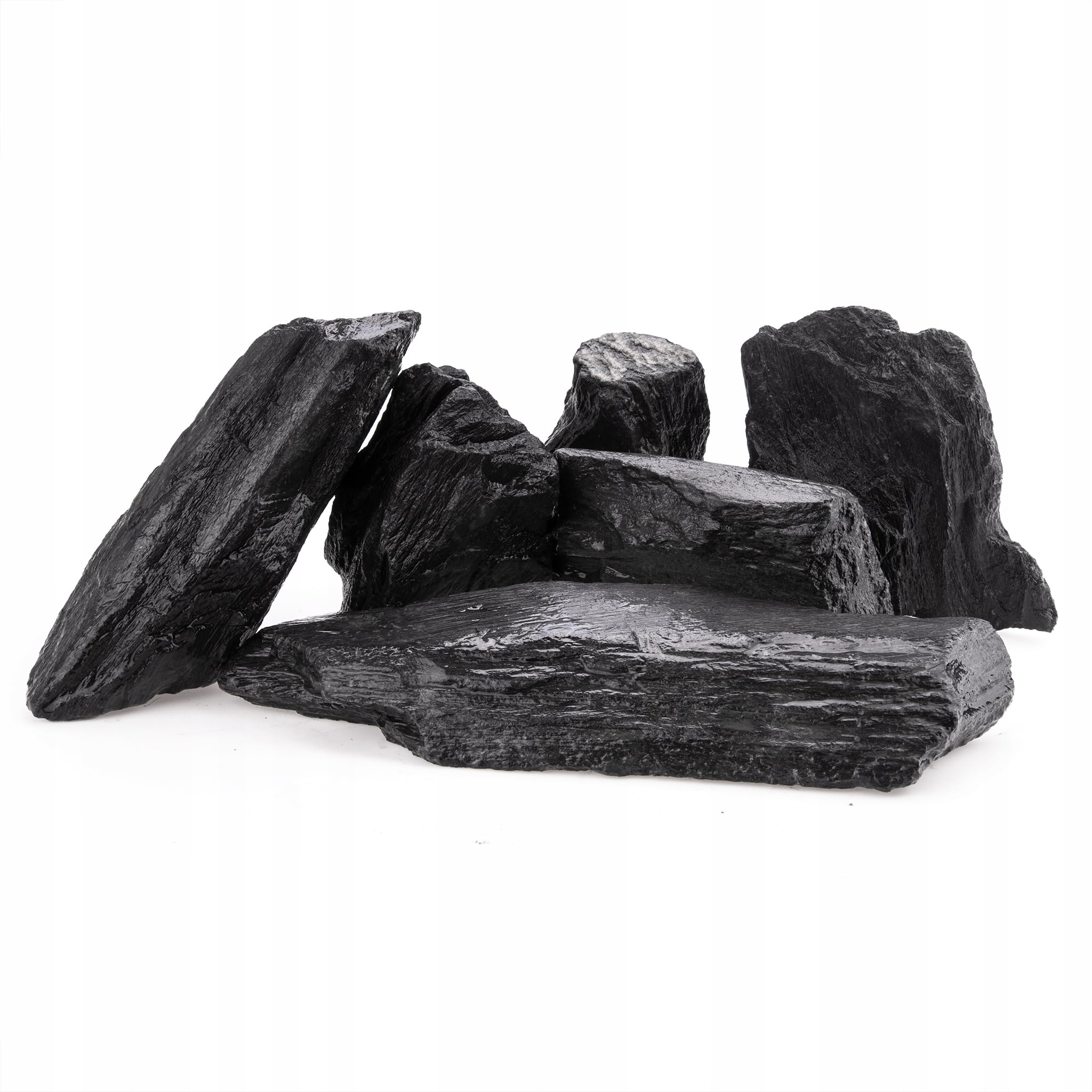 Schiefer Aquarium Steine Schwarz 24 kg Aquascaping Deko Holzoptik