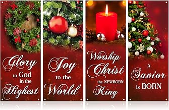 4 Pcs Church Banners with Scripture for Sanctuary Wall, Christian Praise Worship Bible Signs for Religious Festivals, Church Event, Communal Prayers, Back to School