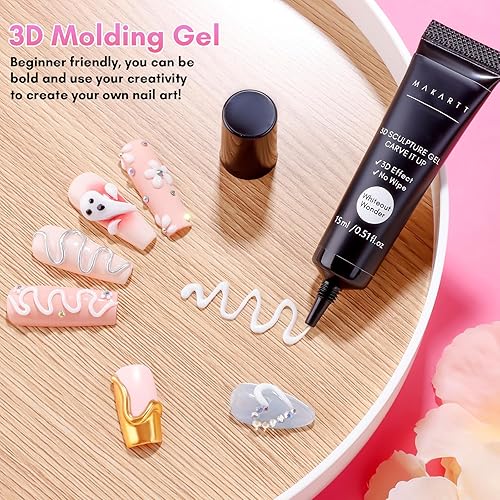 Vista 73 de Makartt Pegamento de uñas de gel: pegamento sólido para uñas a presión, necesita lámpara UV de gel 3D de 0.5 fl oz, herramientas multifuncionales