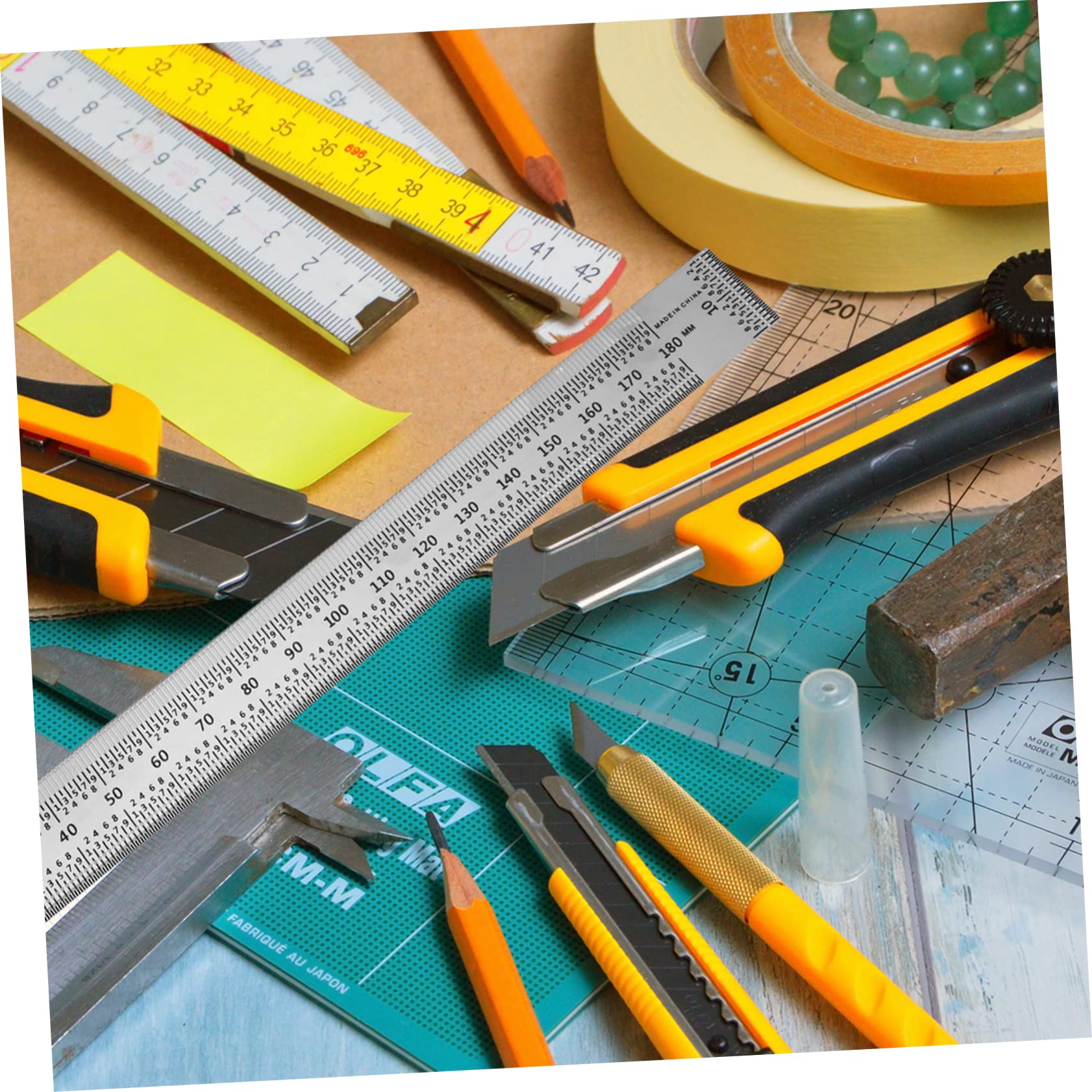 BESTonZON 3pièces Équerre De Mesure Acier Règle De Menuiserie Précise Avec Échelles Fines Outil De Traçage Pour De Bricolage Et Aménagement Intérieur