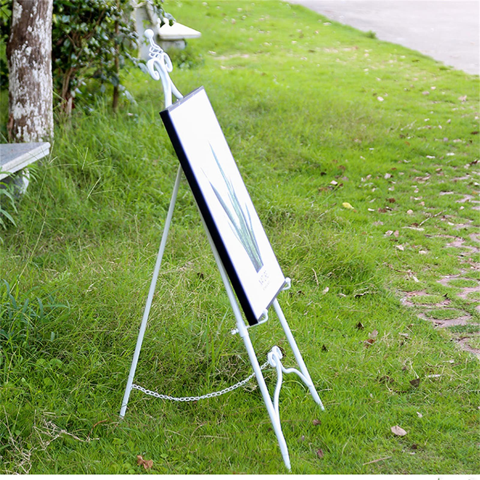 Poster-Staffelei aus Metall, tragbare, zusammenklappbare Stativ-Staffelei, verstellbare und stabile Ausstellungsständer für leichte Poster oder Beschilderungen, 120/150 cm hoch
