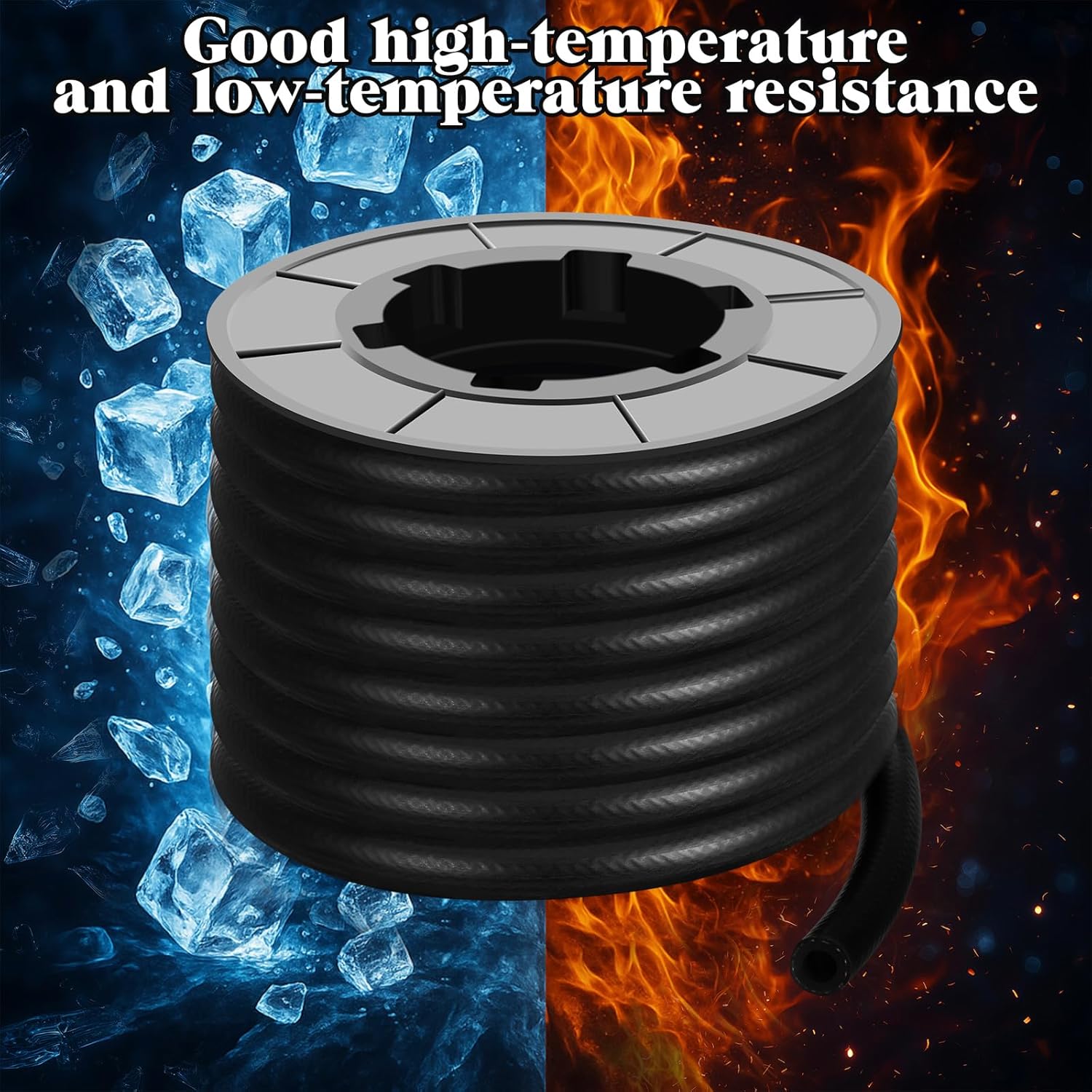 Timtin 25ft 9/16 Inch Fuel Line Hose Braided Rubber Tubing for Automotive Fuel Systems Engines