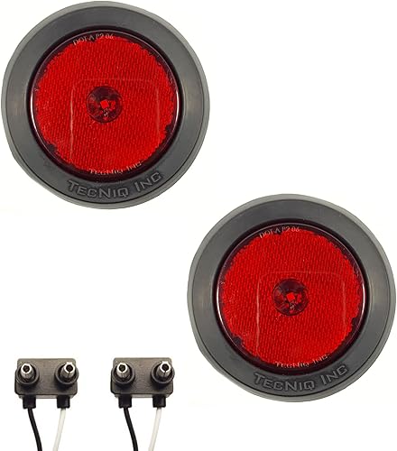 Set de luces marcadoras laterales redondas LED de 2.5 pulgadas color rojo claro, con luz y arandela para camioneta, remolque, RVs