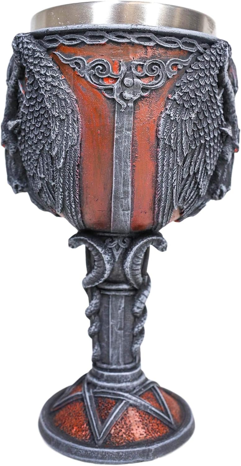 Ebros Gift Occultic Sabbatic Goat Winged Baphomet Red Blood Sacrifice Wine Goblet Drink Beverage Chalice With Cobra Serpents Stem Figurine As Goat of Mendes