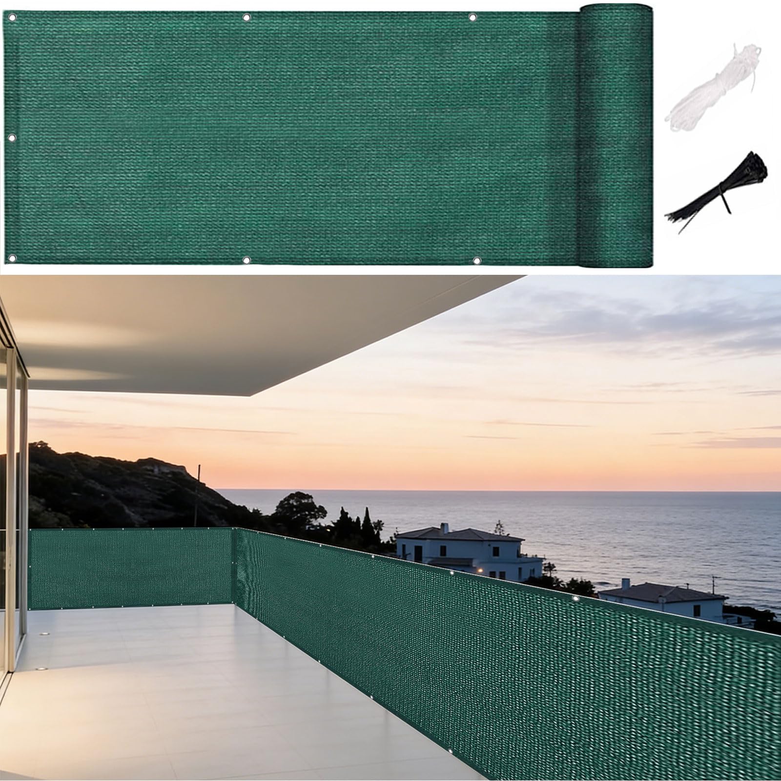 Brise vent terrasse respirant et résistant aux déchirures avec œillets