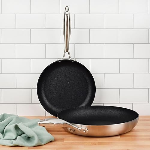 Miniatura 4 de Scanpan CX+ - Juego de sartenes antiadherentes con tapas, sartenes de 8 y 10.25 pulgadas con Stratanium Plus, acero inoxidable de 5 capas