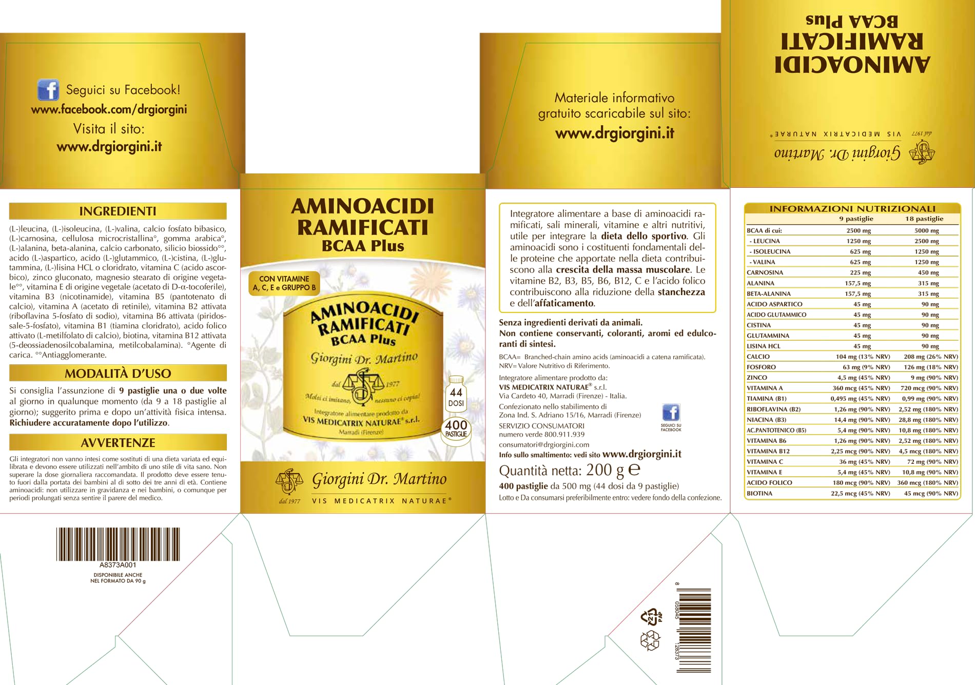 AMINOACIDI RAMIFICATI BCAA PLUS pastiglie - 200 g