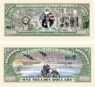 American Art Classics Veterans of War Thanks a Million Dollar Bill with Bill Protector - The Best Gift for The Veteran Hero