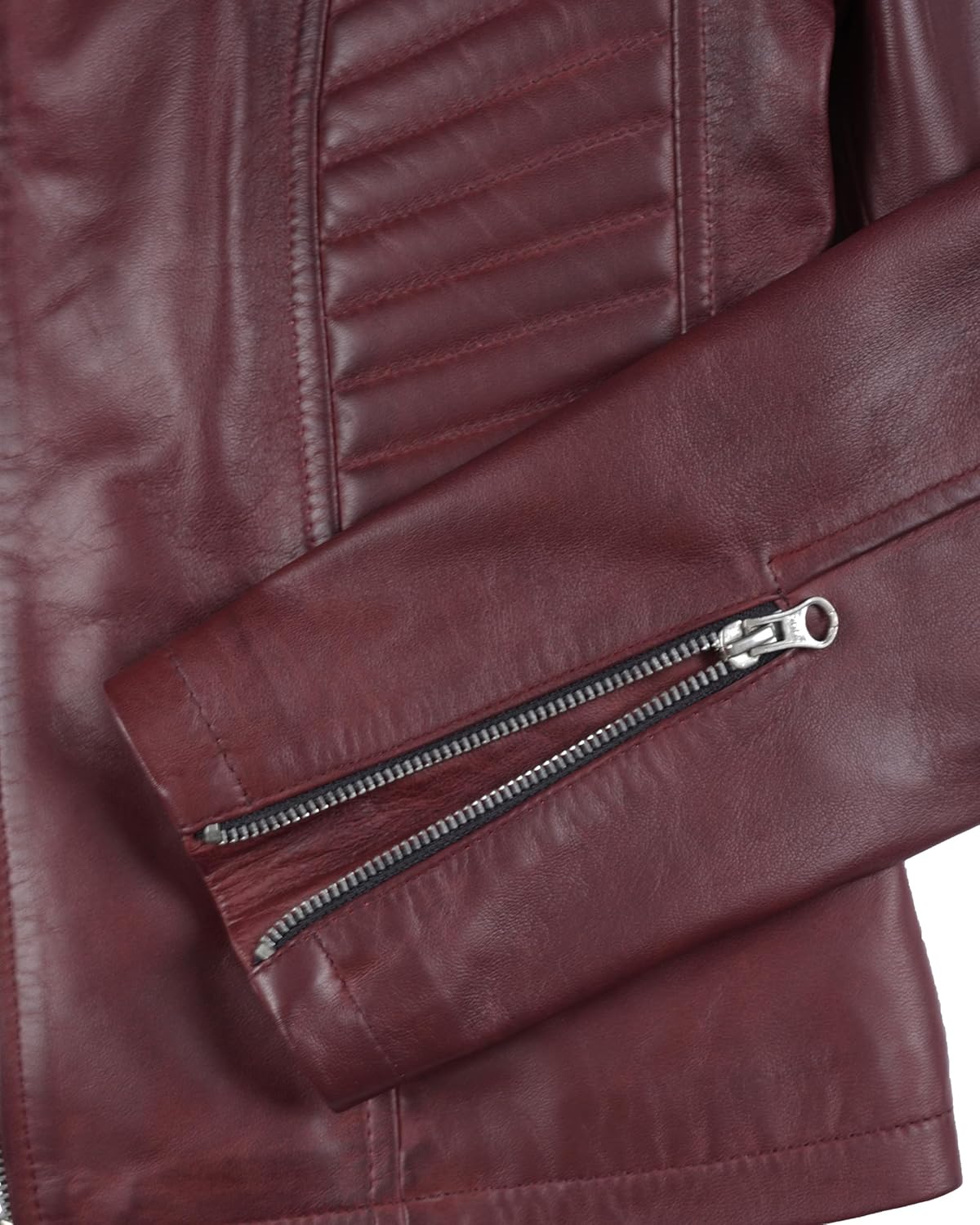 fjackets Leather Jacket Women - Cafe Racer Style Real Lambskin Womens Leather Jackets Stylish Stand Collar Leather Jackets - Image 5