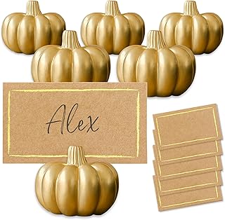 26 Fall Tabletop Decor Ideas For Warm Seasonal Touches 28 Kate Aspen Fall Decor Mini Gold Pumpkin Place Card Holder (Set of 6), Pe...
