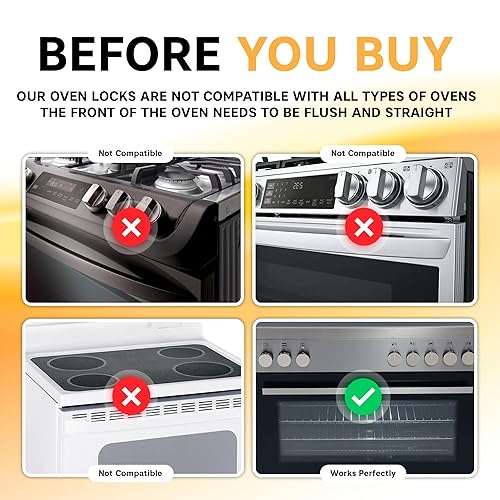 Miniatura 4 de BeeGo - Cerradura para horno de seguridad infantil galardonado pestillo de puerta de horno autoadhesivo a prueba de bebés, cerradura de seguridad