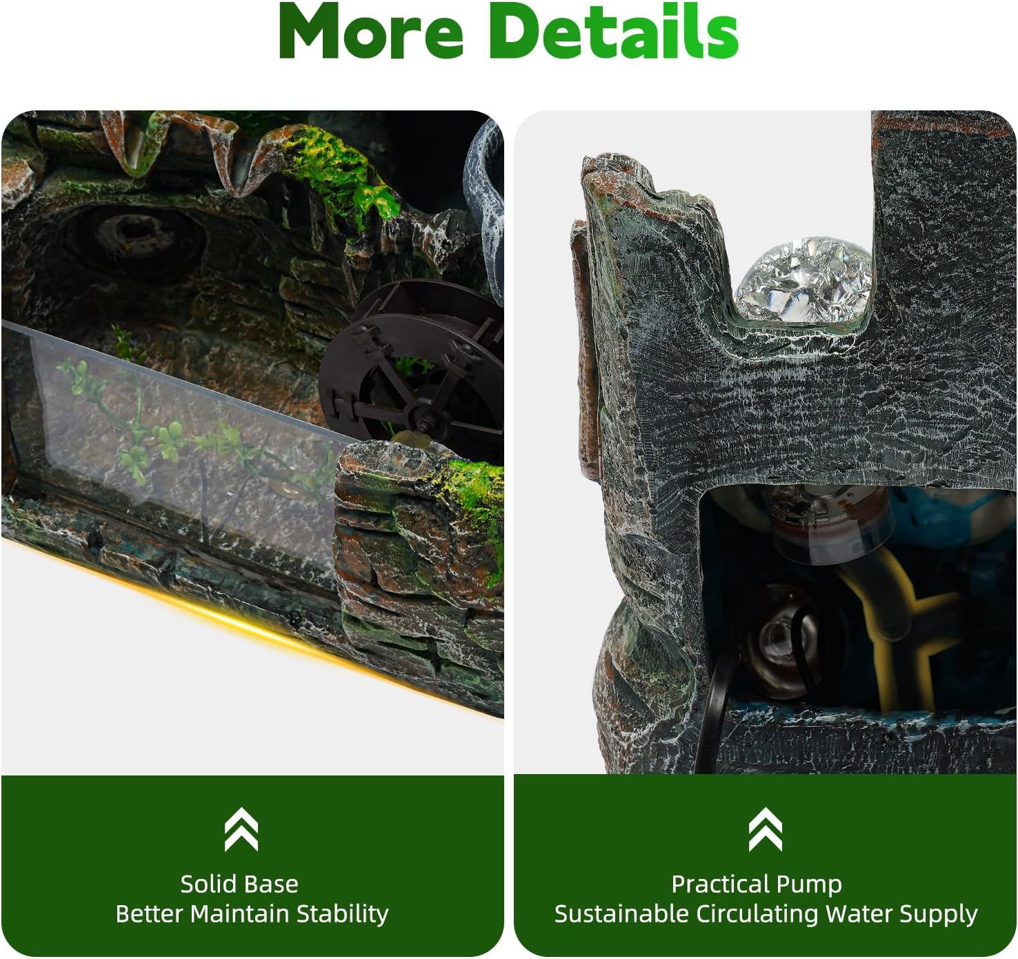 Indoor Zen Rockery Fountain with Birds & Fisherman Sculpture – Feng Shui Waterfall Desktop Decor for Office/Home | Soothing Water Sound & Energy-Efficient Pump (Wigwam with Atomize...