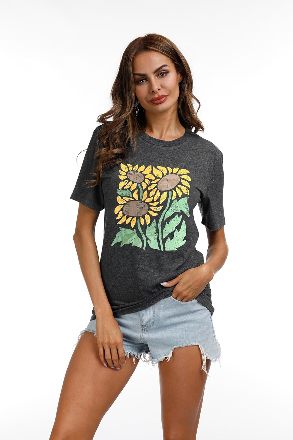 T Shirts for Women Graphic Tees Vintage Printed Short Sleeve Shirt Crewneck Loose Fitting Tops Casual Basic Cute Blouses - Image 2