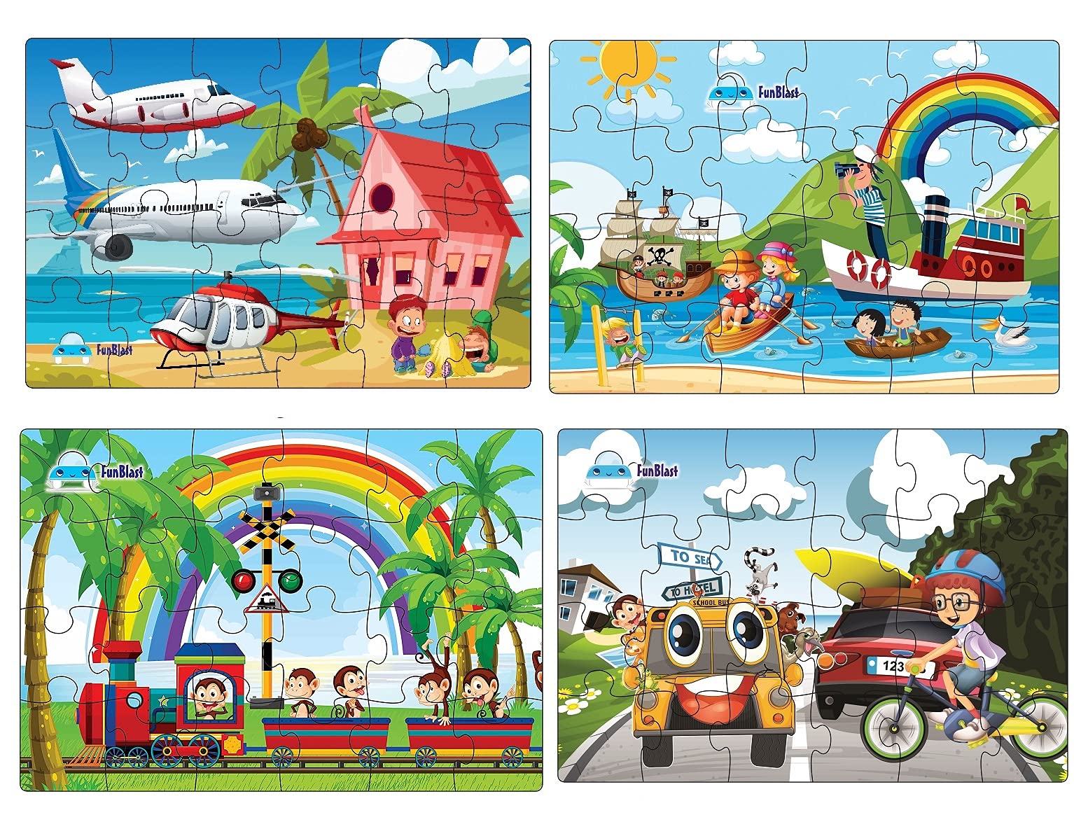 Buy FunBlast Jigsaw Puzzles for Kids - Set of 4 Transport Vehicles