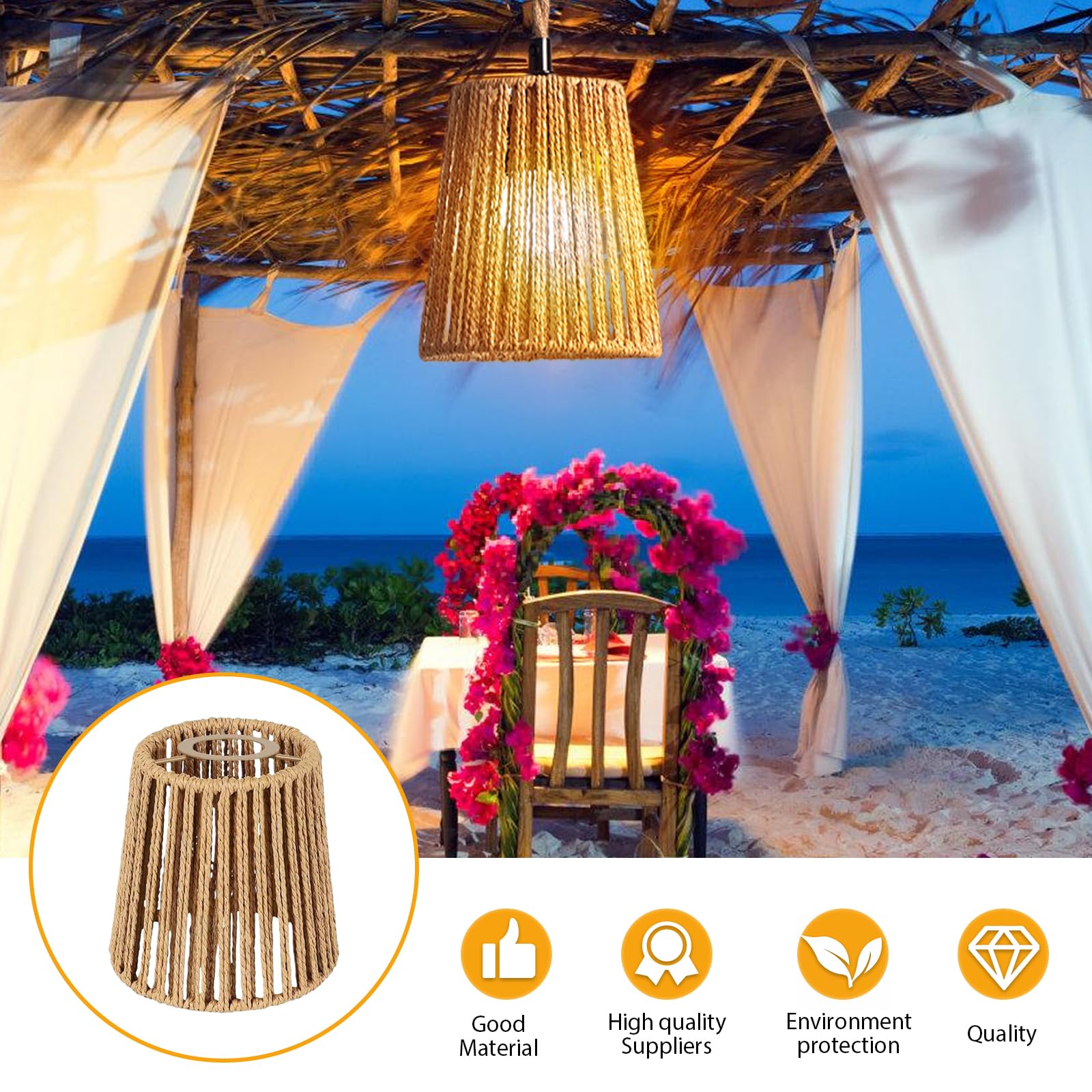 3 paralumi in rattan boemo, di ricambio in vimini (altezza 14 cm) per lampada a sospensione, lampada da terra, lampada da tavolo, lampada a sospensione e lampada da soffitto, accessori per paralume