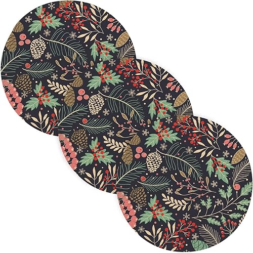 3 Pcs Trivet Pot Holder Merry Christmas Pattern for Hot Pots and Pans 15in Cotton Thread Weave Absorb Water Potholders for Microwave Stove Plate