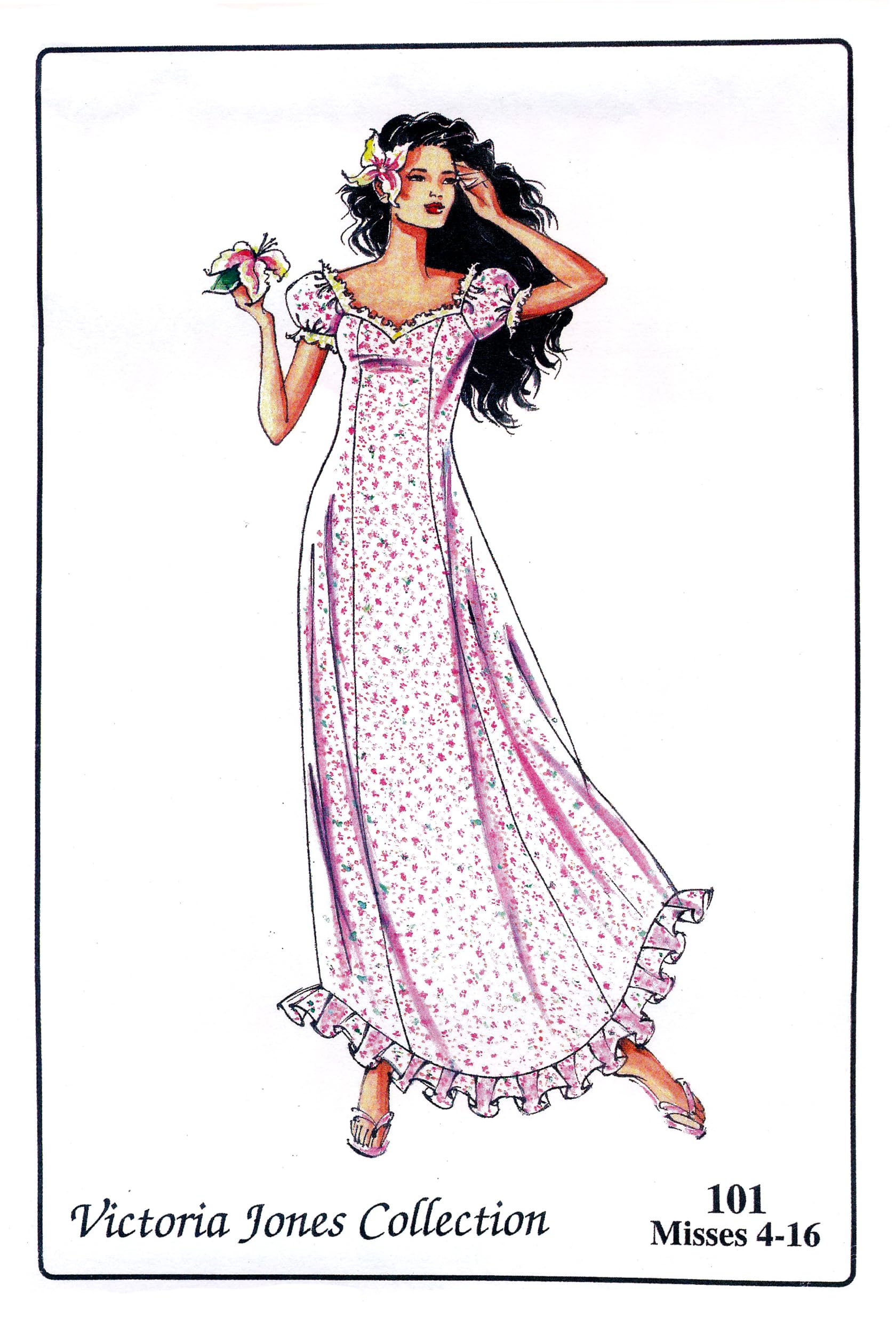 Hawaiian Semi-Fitted Muumuu Dress Sewing Pattern #101 - Sizes 4-16