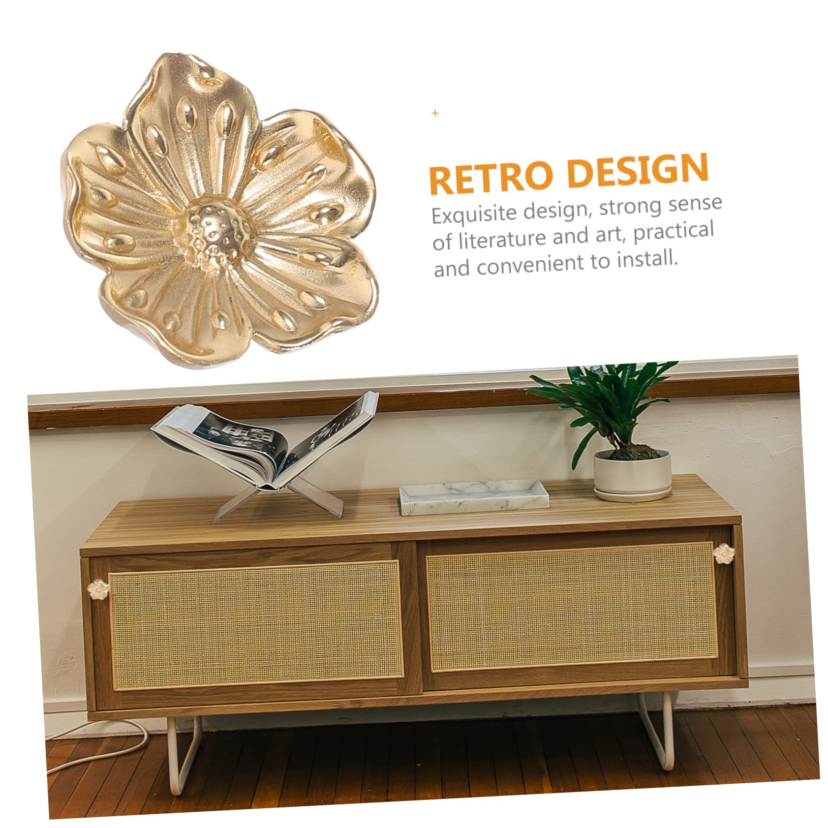 Homoyoyo 1pezzi Pomello per Porta in Ottone Maniglia per Mobili Pomello per Armadio Maniglia per Design Forma di Fiore Elegante