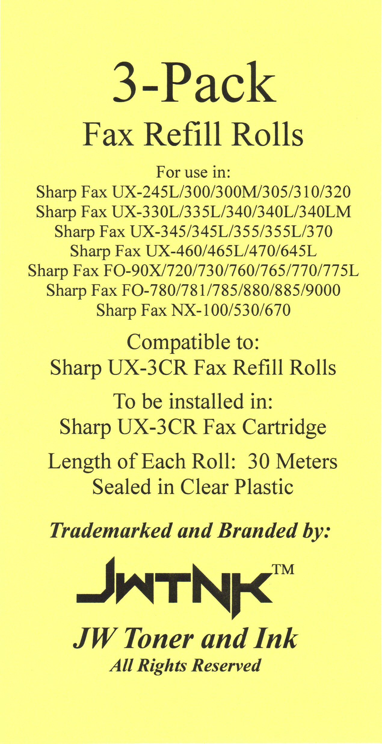 Fax Machine Ribbon Sharp Fax Ribbon Sharp UX-3CR Fax Ribbon Refill 4-Pack - Compatible Fax ...