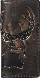 House of Jack Co. Deer Long Bifold Wallet for Men and Outdoorsmen, Rodeo Wallet, Full Grain Cowhide Leather Wallet, Black