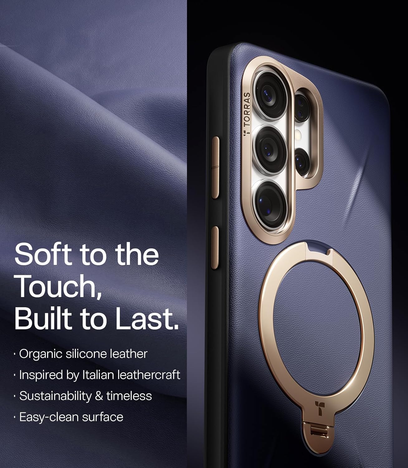 TORRAS Ostand Q3 VegSkin for Samsung Galaxy S26 Ultra Case Leather, 360 Magnetic Stand, Fit for MagSafe, Premium Vegan Leather Case for S26 Ultra Case, Microfiber Lining, Amethyst Purple Purple for Galaxy S26 Ultra