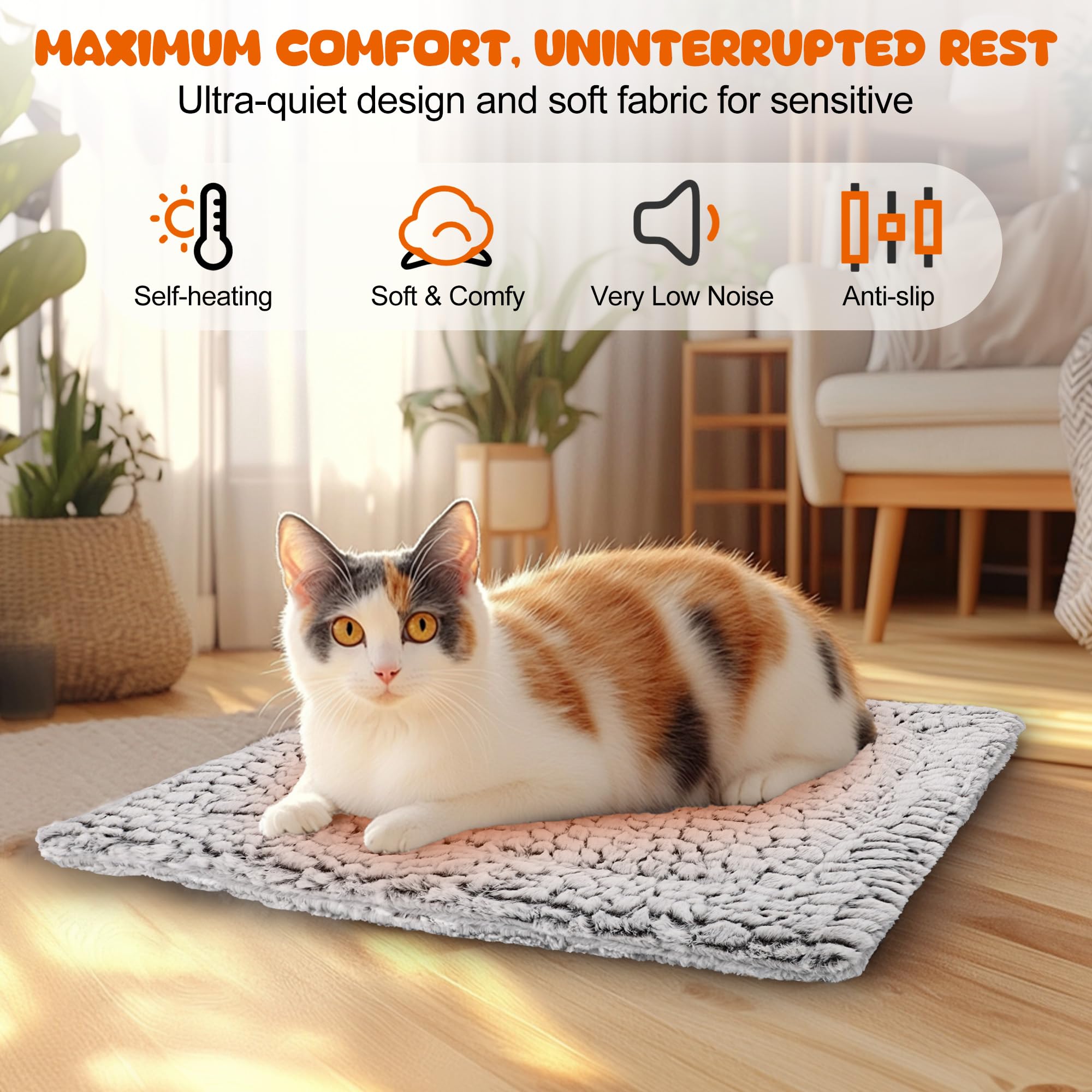 Selbstheizende Katzendecke 70 x 48 cm, Heizdecke für Katzen und Hunde, Haustier Heizkissen, Katzen Wärmedecke, Selbstwärmende Decke, rutschfest, Flauschig & Weich für Innen und Außen Waschbar