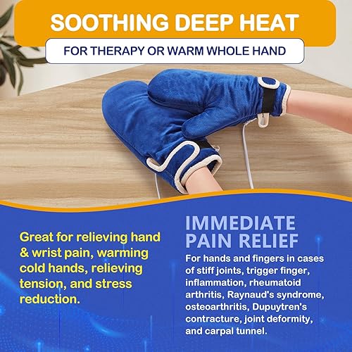 Miniatura 3 de JOBYNA Paquete de 2 calentadores de manos eléctricos para aliviar el dolor de manos, 86-158 rápido para muñecadedosterapia de mano entera,