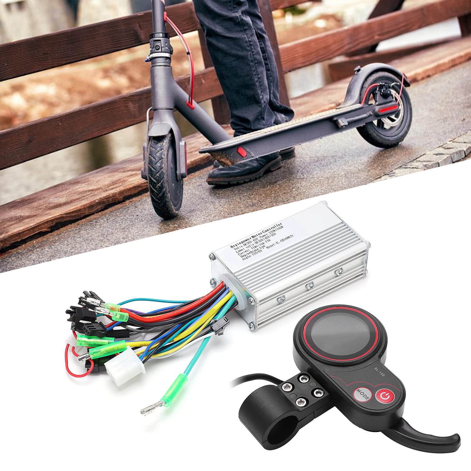 Controlador sin escobillas Controlador de Velocidad Sensible con Panel de Pantalla LED a Prueba de Agua para Scooter de Bicicleta eléctrica
